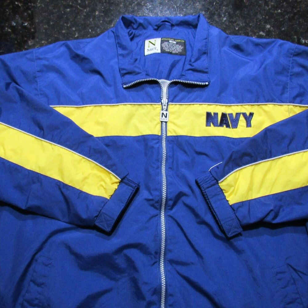 Vtg 1990 Authentic Navy Accelerate Your Life Medium warm up Navy track jacket - Picture 9 of 16